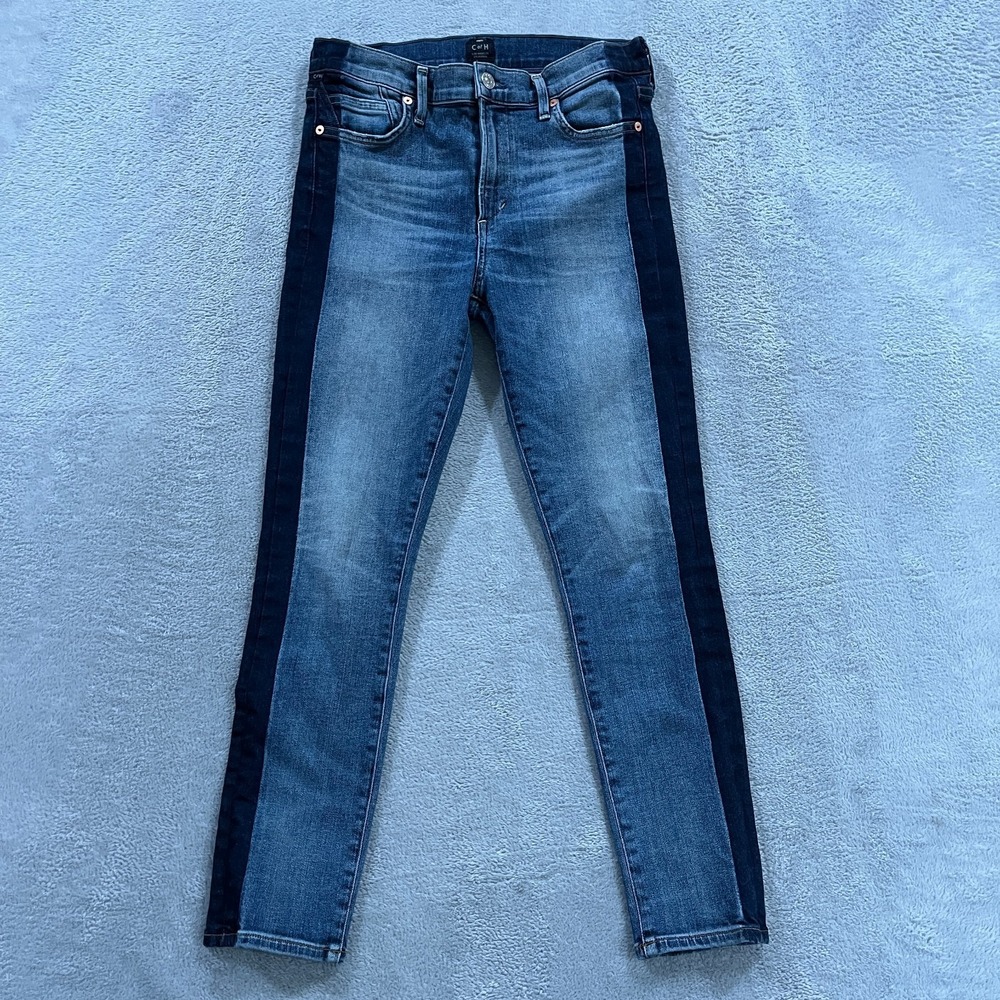 C‎ of H Jeans Womens 28 Rocket Crop High Rise Skinny Jeans Two Tone Grunge Y2K